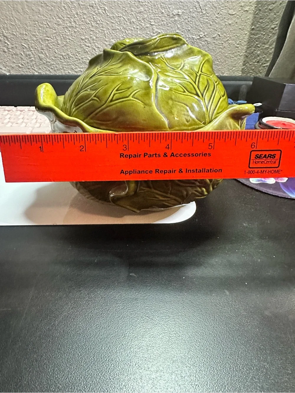 Green Ceramic Leaf Bowl with Matching Saucer - Decorative Dinnerware